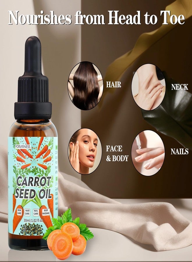 forvirness 3Pack Carrot Seed Oil, Pure Unrefined Cold Pressed Daucus Carota Moisturizer for Hair Skin and Nails, Carrot Seed Moisturizer with Caratone for Face and Lip Care, Body Massage oil - Image 3